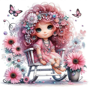 Flower Girl-Full Round Diamond Painting-30x30cm