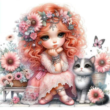 Load image into Gallery viewer, Flower Girl-Full Round Diamond Painting-30x30cm
