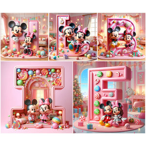 Mickey Letters-Full Round Diamond Painting-40x40cm