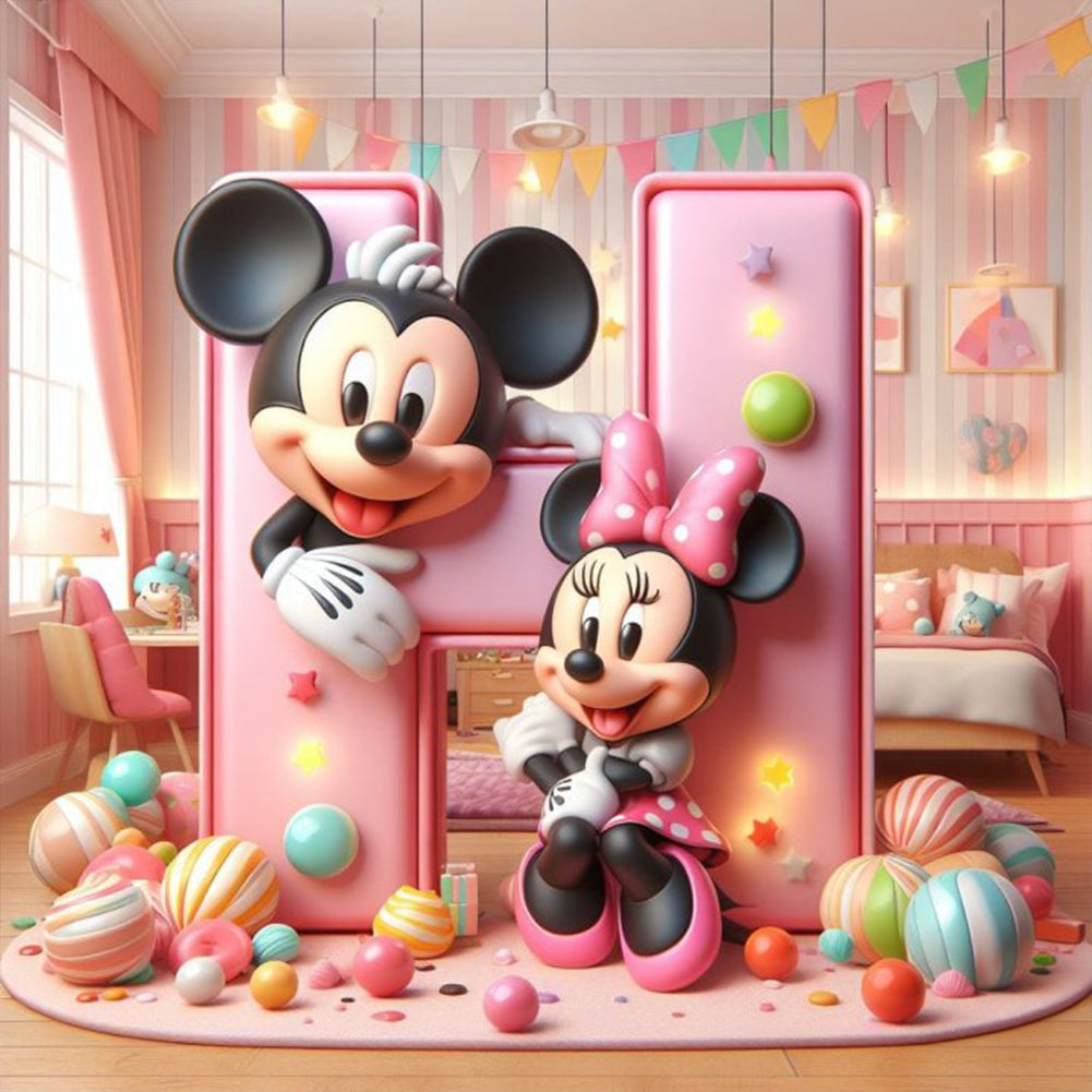 Mickey Letters-Full Round Diamond Painting-40x40cm