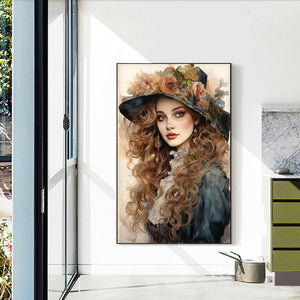 Retro Poster Ladies-Full Round Diamond Painting-40x60cm-Large Size