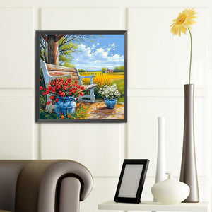 Country Bench-Full Round Diamond Painting-40x40cm