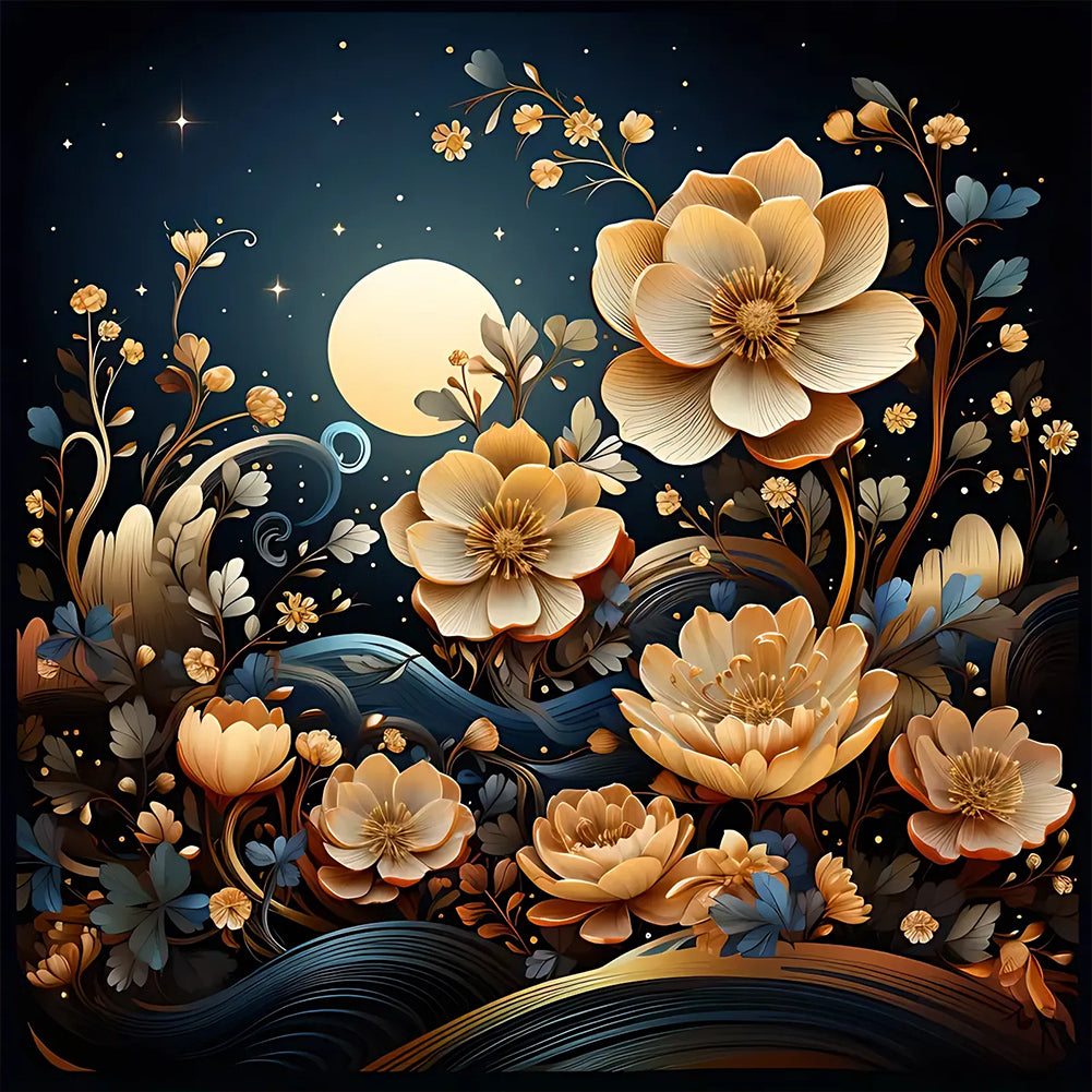 Fantasy Flower-Full Round Diamond Painting-30x30cm