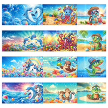 Load image into Gallery viewer, 12Pcs/Set Summer Beach-Diamond Greeting Cards
