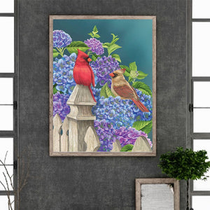 Hydrangea Bird-Full Round Diamond Painting-30x40cm