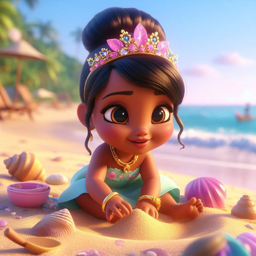 Beach Princess-Full Round Diamond Painting-40x40cm