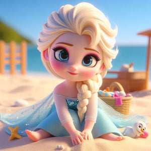 Beach Princess-Full Round Diamond Painting-40x40cm
