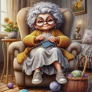 Funny Grandma-Full Round Diamond Painting-30x30cm