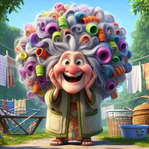 Funny Grandma-Full Round Diamond Painting-30x30cm
