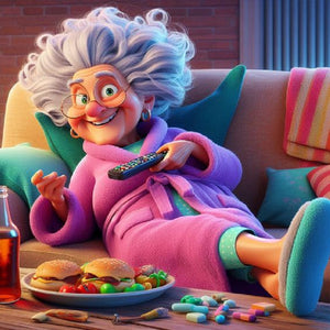 Funny Grandma-Full Round Diamond Painting-30x30cm