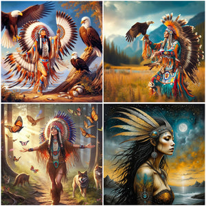 Indians-Full Round Diamond Painting-40x40cm