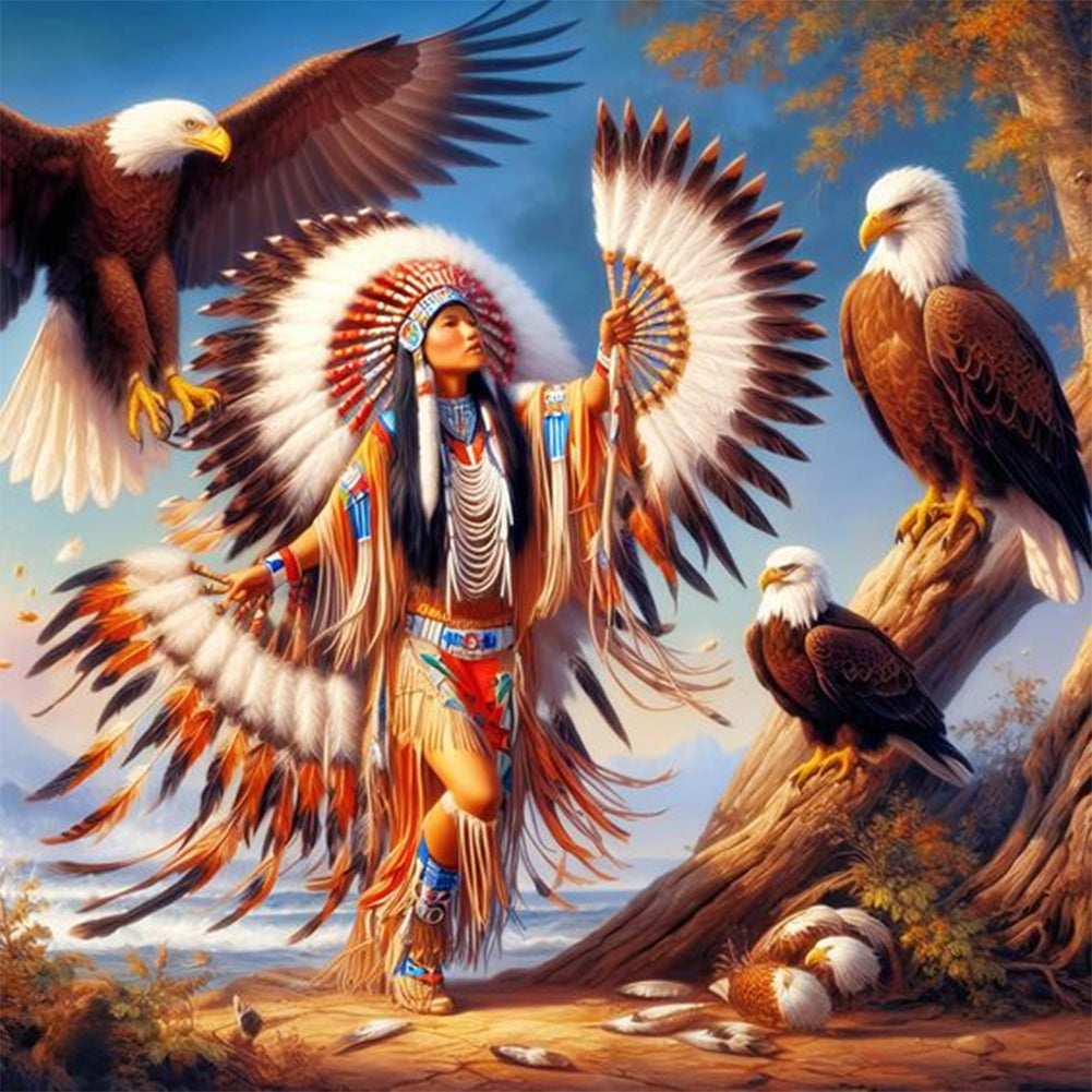 Indians-Full Round Diamond Painting-40x40cm