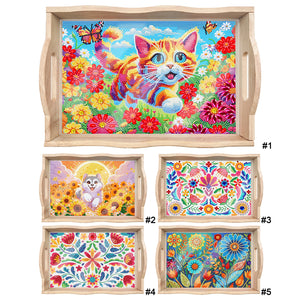 Wooden Mandala Diamond Painting Dinning Table Tray