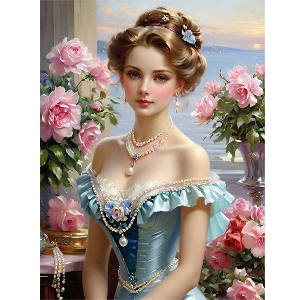 Lady-Full Round Diamond Painting-30x40cm