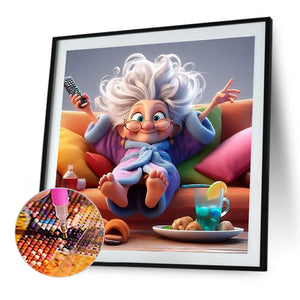 Funny Grandma-Full Round Diamond Painting-40x40cm