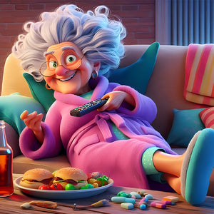 Funny Grandma-Full Round Diamond Painting-40x40cm