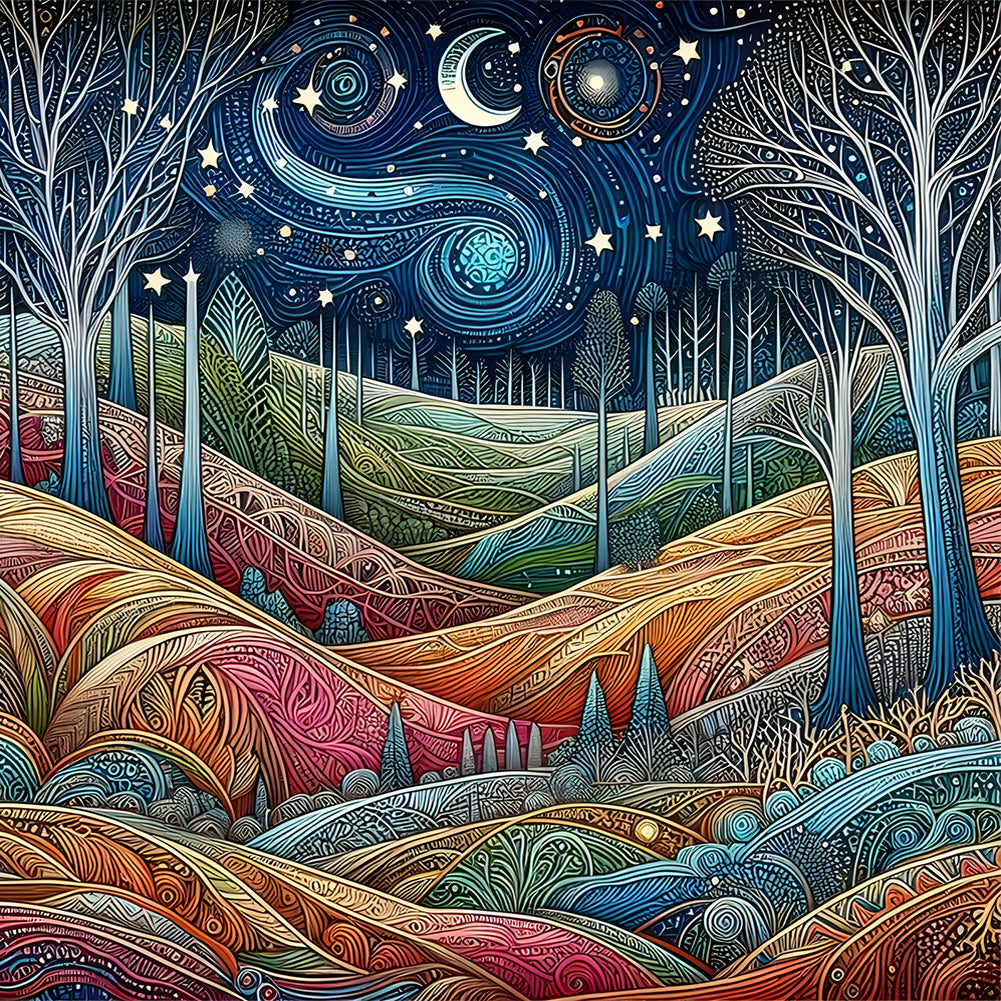 Color Woods-Full Round Diamond Painting-30x30cm
