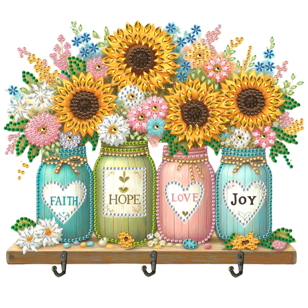 Flower-Diamond Art Craft Wall Hooks