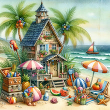 Load image into Gallery viewer, Beach House-Full Round Diamond Painting-30x30cm
