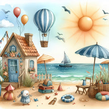 Load image into Gallery viewer, Beach House-Full Round Diamond Painting-30x30cm
