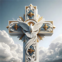 Load image into Gallery viewer, Cross Peace Dove-Full Round Diamond Painting-30x30cm
