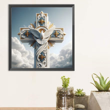 Load image into Gallery viewer, Cross Peace Dove-Full Round Diamond Painting-30x30cm
