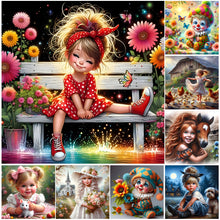 Load image into Gallery viewer, Girl-Full Round Diamond Painting-40x40cm
