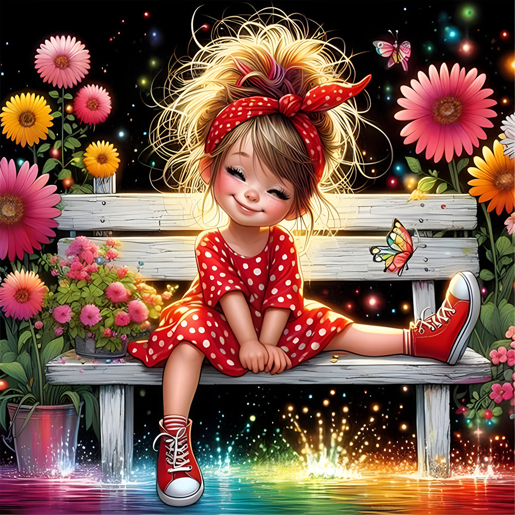 Girl-Full Round Diamond Painting-40x40cm