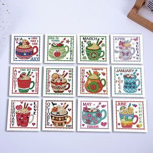 12Pcs/Set Calendar-Diamond Greeting Cards