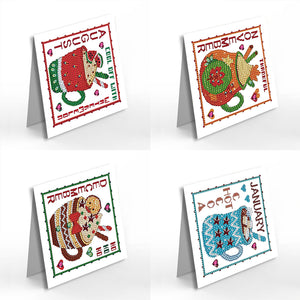 12Pcs/Set Calendar-Diamond Greeting Cards