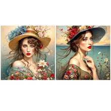 Load image into Gallery viewer, Red Lips Girl-Full Round Diamond Painting-40x40cm
