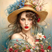 Load image into Gallery viewer, Red Lips Girl-Full Round Diamond Painting-40x40cm
