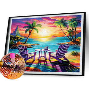 Beach Scenery-Full Round Diamond Painting-50x40cm