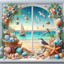 Load image into Gallery viewer, Sea View Outside The Window-Full Round Diamond Painting-40x40cm

