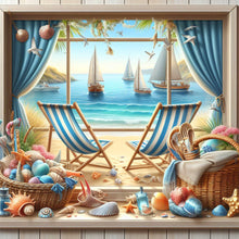 Load image into Gallery viewer, Sea View Outside The Window-Full Round Diamond Painting-40x40cm
