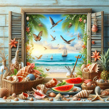 Load image into Gallery viewer, Sea View Outside The Window-Full Round Diamond Painting-40x40cm
