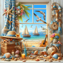 Load image into Gallery viewer, Sea View Outside The Window-Full Round Diamond Painting-40x40cm
