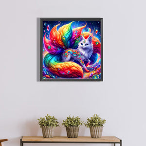 Colorful Nine-Tailed Fox-Full Round Diamond Painting-40x40cm