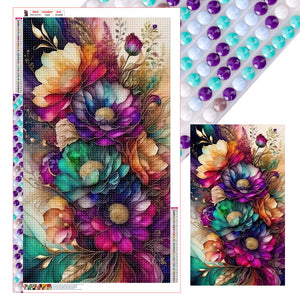 Flowers-Full Round Diamond Painting-50x85cm