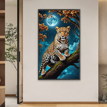 Load image into Gallery viewer, Night Leopard-Full Round Diamond Painting-50x85cm-Large Size
