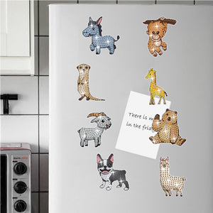 8Pcs/Set Animal-Diamond Painting Magnet Refrigerator