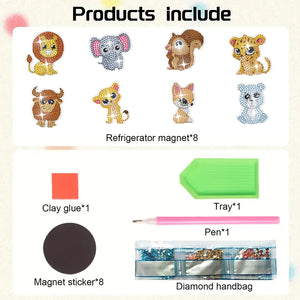 8Pcs/Set Animal-Diamond Painting Magnet Refrigerator