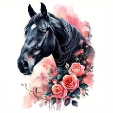 Load image into Gallery viewer, Flower Dark Horse-Full Round Diamond Painting-30x30cm
