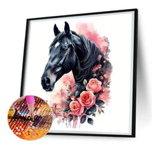 Load image into Gallery viewer, Flower Dark Horse-Full Round Diamond Painting-30x30cm
