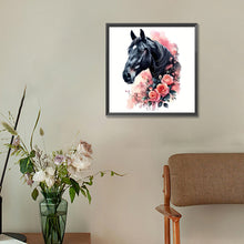 Load image into Gallery viewer, Flower Dark Horse-Full Round Diamond Painting-30x30cm
