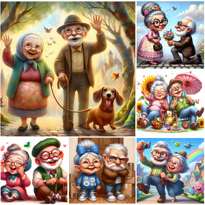 Funny Grandma-Full Round Diamond Painting-30x30cm