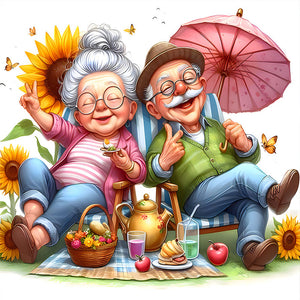 Funny Grandma-Full Round Diamond Painting-30x30cm