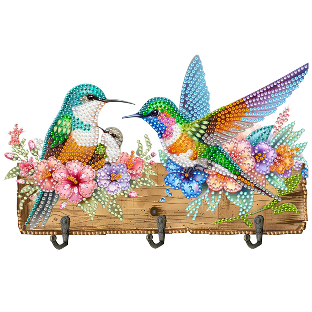 Flower Bird-Diamond Art Craft Wall Hooks