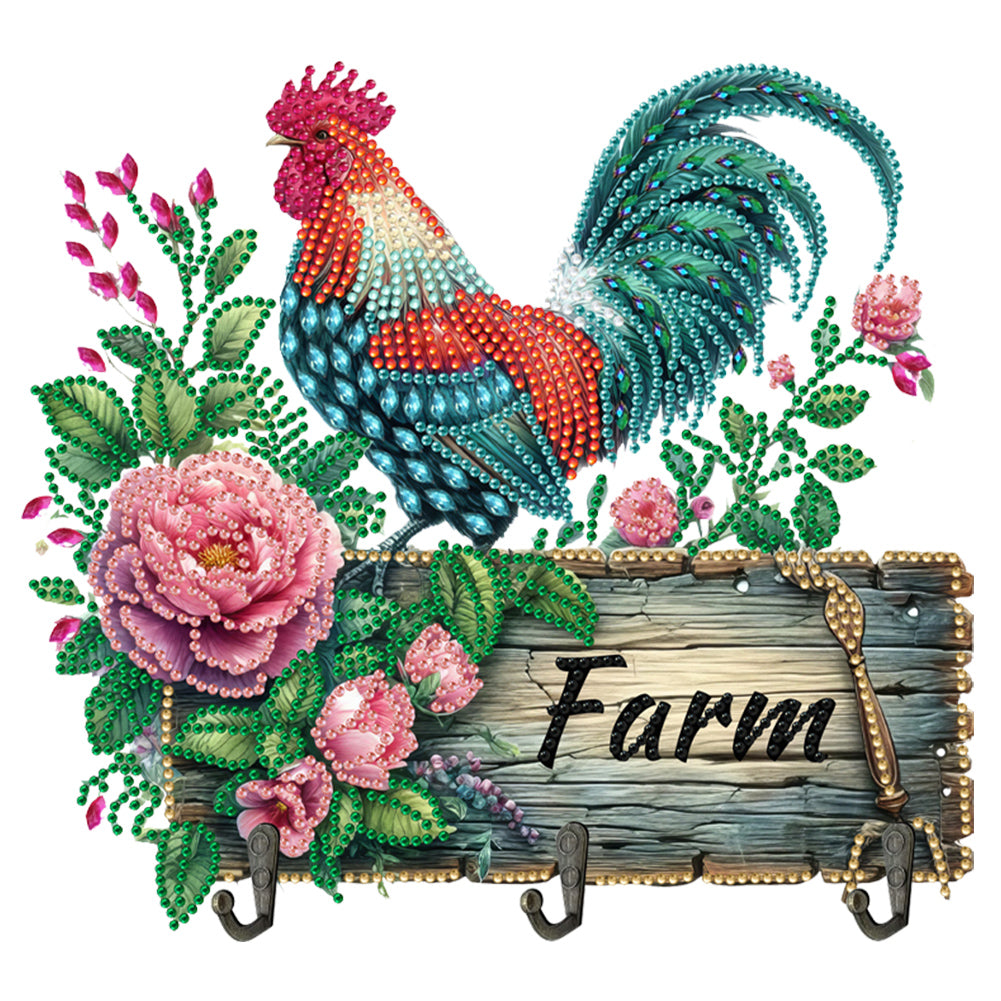Farm Chicken-Diamond Art Craft Wall Hooks
