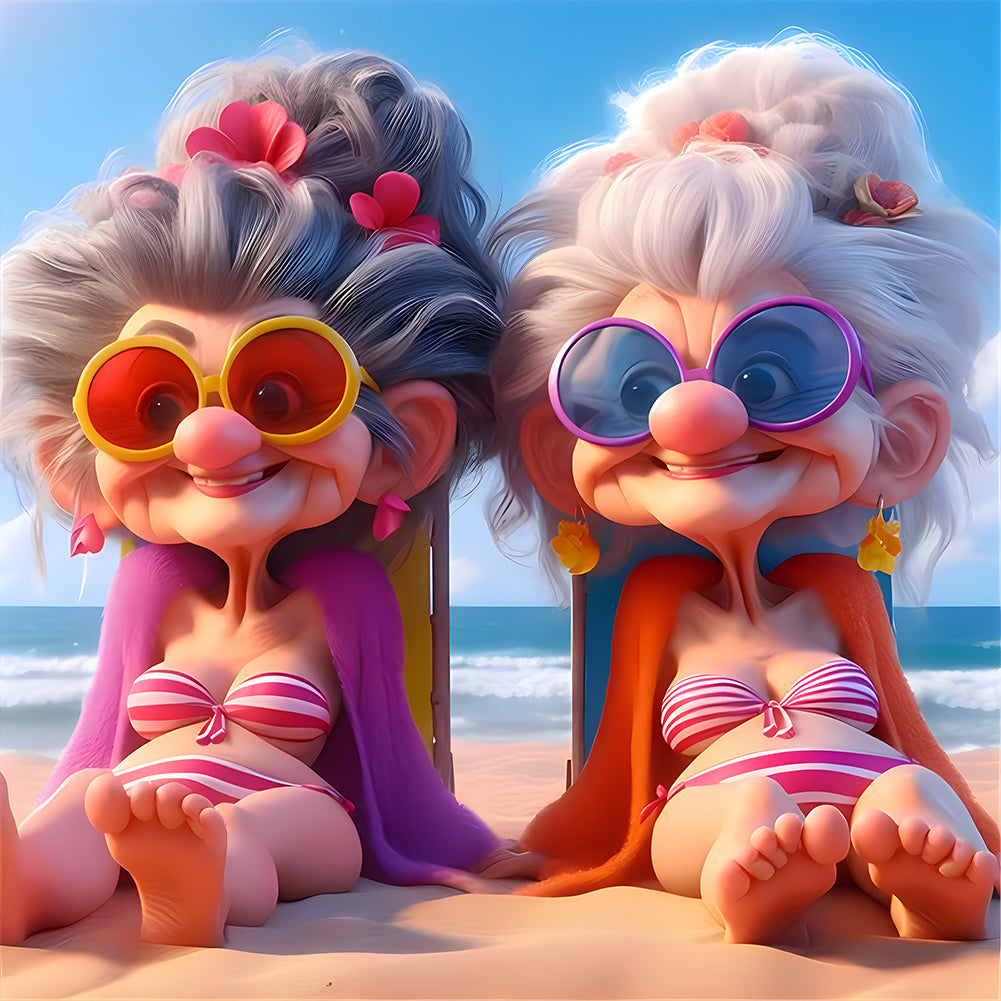 Funny Grandma-Full Round Diamond Painting-40x40cm